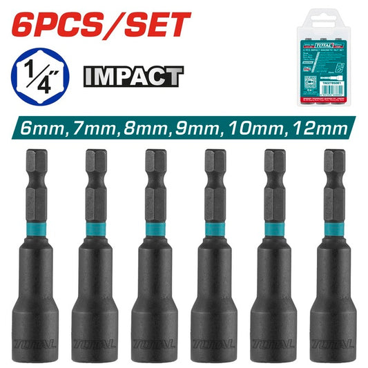 Total 6 Pcs Impact Magnetic Nut Set 6-12Mm Professional TAC2765061