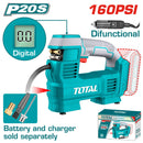 Total 20v P20s Cordless Auto Air Compressor Solo 160psi/11bar Tacli2012