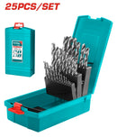 Total 25Pcs Hss Drill Bits Set 1-13Mm With Case Professional TACSD0251