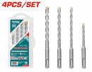 Total 4 Pcs Hammer Drill Bits Set 6-10Mm Professional TACSD1945