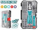 Total 55 Pcs Screwdriver Bits Set With Case Professional TACSD30556
