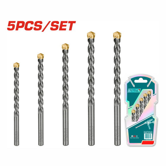 Total 5 Pcs Masonry Drill Bits Set 4-10Mm Professional TACSD5055