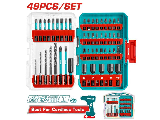 Total 49 Pcs Impact Screwdriver Bits Set With Case Professional TACSDL24906