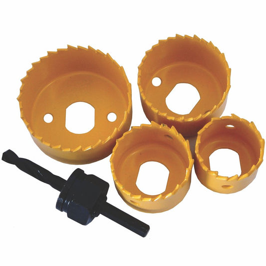 Tork Craft 5-Piece Carbon Steel Hole Saw Set with Arbor & Pilot Drill – TC911032