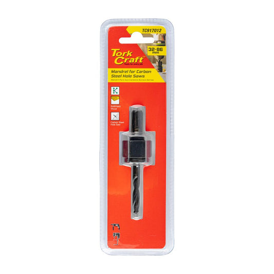 Tork Craft Carbon Steel Hole Saw Arbor / Mandrel with Pilot Drill (32mm – 86mm) – TC917012