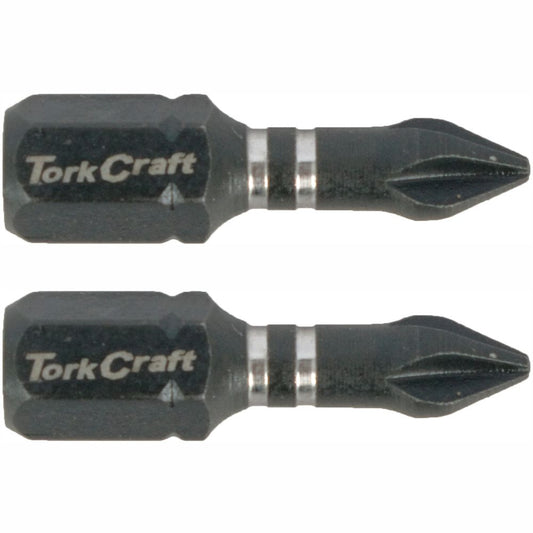 Tork Craft PH1 x 25mm S2 Steel Impact Screwdriver Insert Bits (2-Pack) – TCIPH0125C