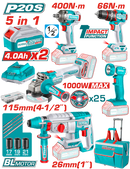 Total 20v P20s 5in1 Cordless 5pcs Combo Kit Tckli20592