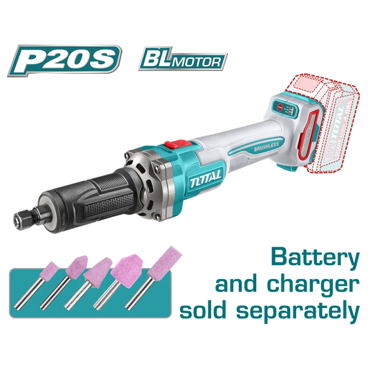 Total 20v P20s Cordless Die Grinder Solo 3000rpm Tdgli2001