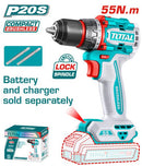 Total 20v P20s Compact Brushless 55n.m Cordless Drill Solo Tdli205581