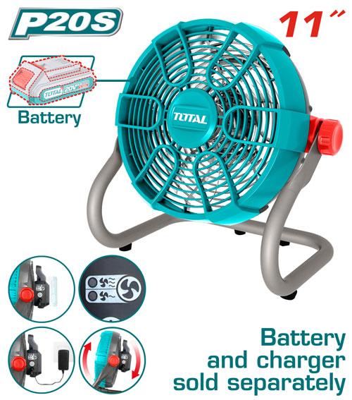 Total 20v P20s/220v Ac Cordless Fan Solo Includes Ac Adaptor For 220v Use Tfali2002