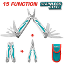 Total 15In1 Foldable Multi-Function Tool With Pouch. Professional TFMFT01151
