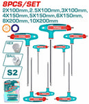 Total 8 Pcs T-Handle Ball Point Hex Wrench Set 2-10Mm Professional THHW80826