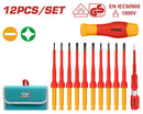 Total 12 Pcs Interchangeable 1000V Insulated Screwdriver Set Professional THKISD1201