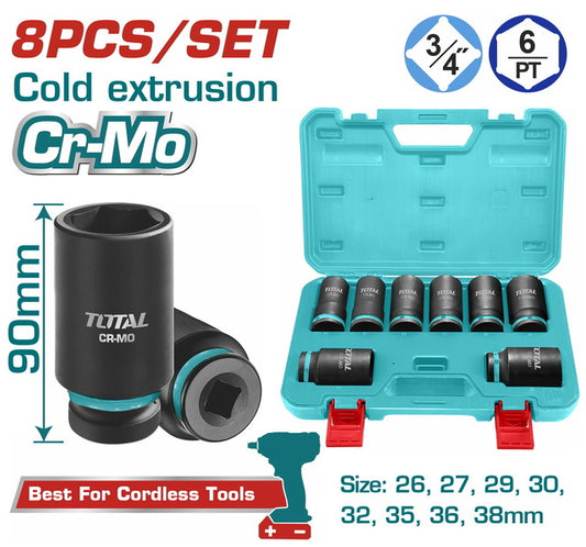 Total 8 Pcs 3/4"dr. Deep Impact Socket Set Thkisd34082l