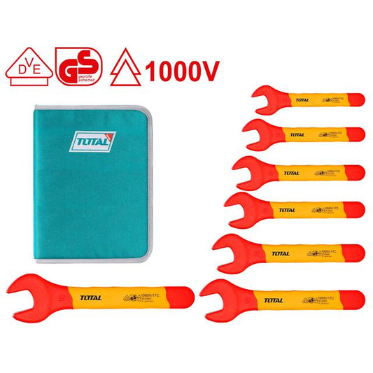Total 7Pcs Insulated 1000V Open End Spanner Set Professional THKISPA0701