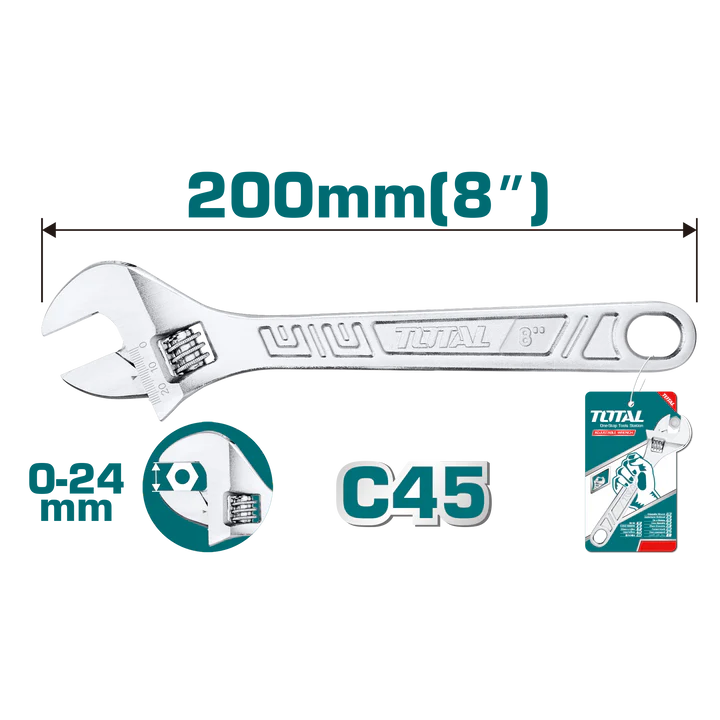 Total Adjustable Wrench 8"/200Mm Professional THT101083