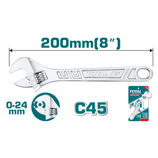 Total Adjustable Wrench 8"/200Mm Professional THT101083