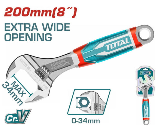 Total Adjustable Wrench Extra Wide 8"/200Mm Professional THT101086