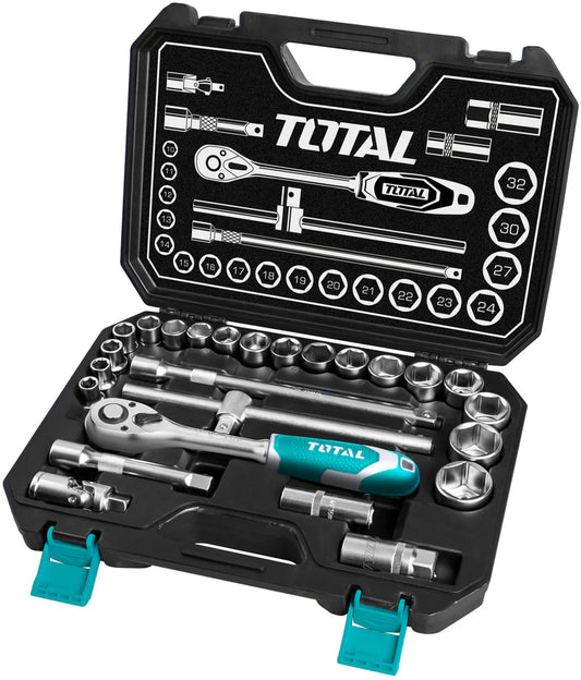 Total 25Pcs 1/2" Socket Set 10-32Mm Professional THT121251