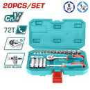 Total 20 Pcs 1/4" Socket Set 4-14Mm Professional THT141201