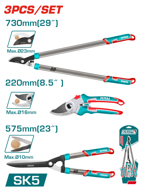 Total 3 Pcs Garden Tool Shears Set Professional THT1576033