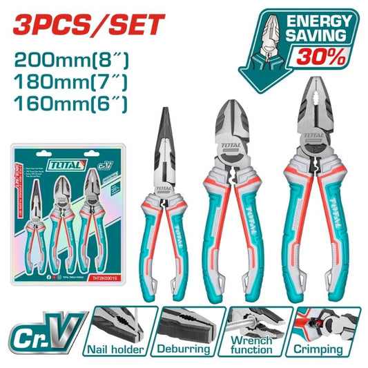 Total 3 Pcs High Leverage Pliers Set Professional THT2K0301S