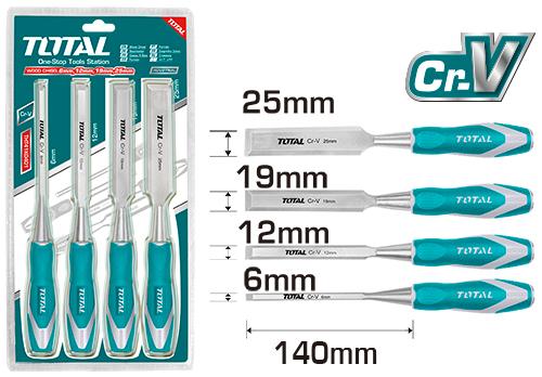 Total 4 Pcs Wood Chisel Set 6-25mm Tht41k0401