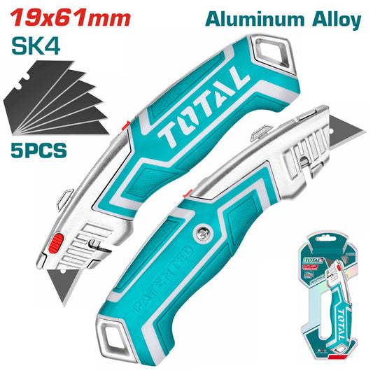 Total Box Cutter Utility Knife Heavy Duty With 5 Blade Storage Holder Built In Tht5116118