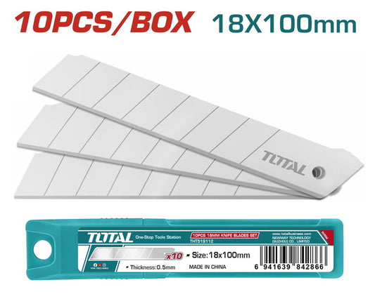 Total 10 Pcs 18mm Snap-off Knife Blades Set Tht519112