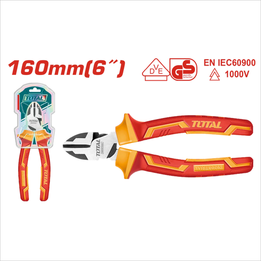 Total Insulated 1000V High Leverage Diagonal Cutting Pliers 6"/160Mm Professional THTIP2261