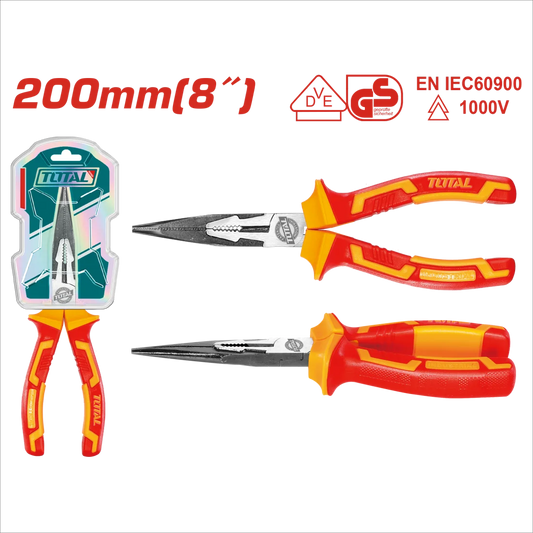 Total Insulated 1000V Long Nose Pliers 8"/200Mm Professional THTIP2381