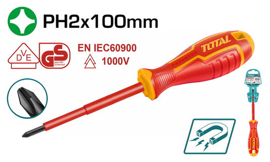 Total Insulated 1000V Screwdriver Ph2X100Mm Professional THTISPH2100