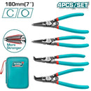 Total 4 Pcs Circlip Pliers Set 7"/180Mm Professional THTJ214042