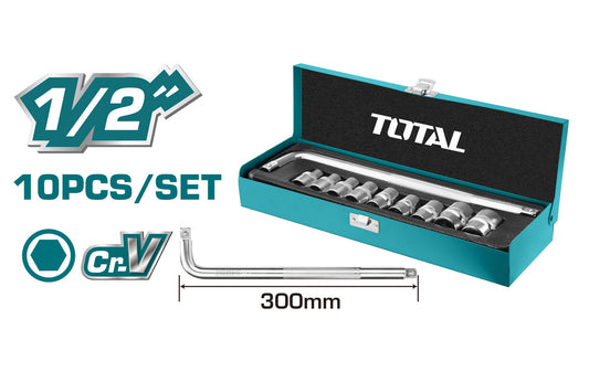 Total 10Pcs 1/2" Socket Set 10-24Mm Professional THTL121101