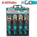 Total 6M 4Pc Ratchet Straps Set Professional THTRS065606