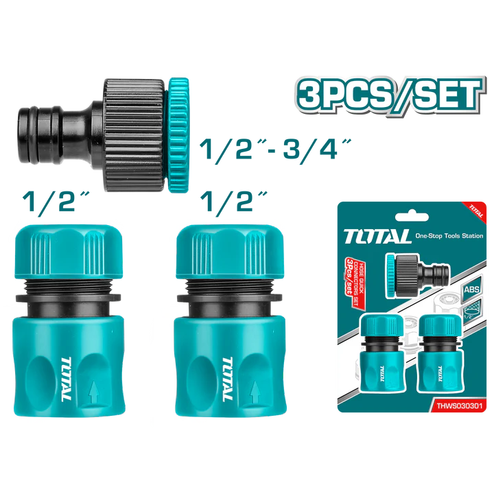 Total 3 Pcs Hose Quick Connectors Set  Garden Tool Professional THWS030301