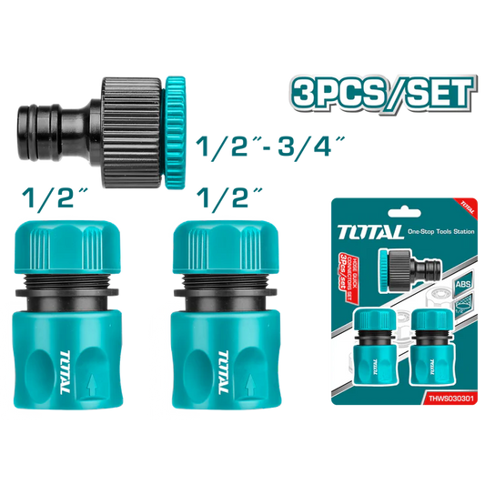 Total 3 Pcs Hose Quick Connectors Set  Garden Tool Professional THWS030301
