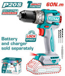Total 20v P20s Lithium-ion Compact Brushless 60n.m Impact Drill Solo Tidli206021