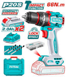 Total 20v P20s Compact Brushless 66n.m Cordless Impact Drill Kit Tidli20668