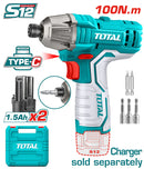 Total 12v S12 100n.m Cordless Impact Driver Kit Tirli12015
