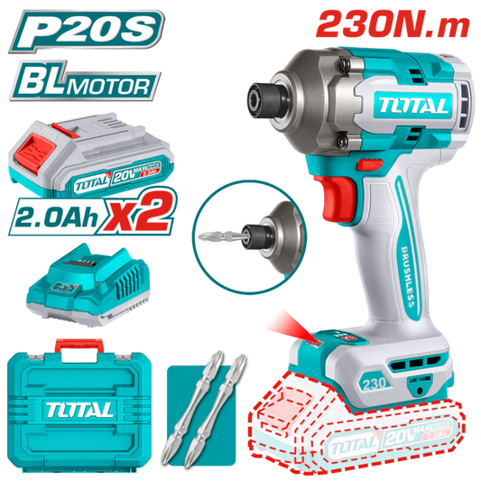 Total 20v P20s 230n.m Cordless Impact Driver Kit Tirli2023