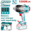 Total 20v P20s Cordless 1350n.m Impact Wrench Solo Tiwli201351
