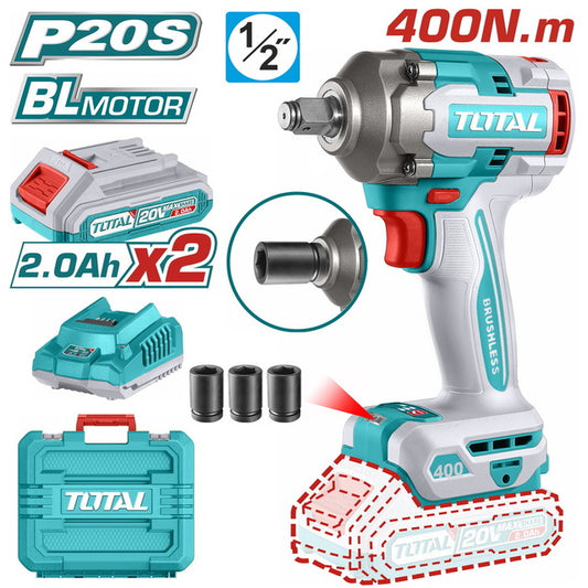Total 20v P20s Lithium-ion 400n.m Impact Wrench Kit Tiwli2040