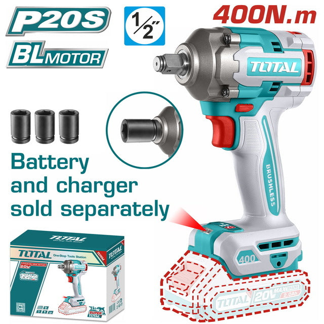 Total 20v P20s Lithium-ion 400n.m Impact Wrench Solo Tiwli20401