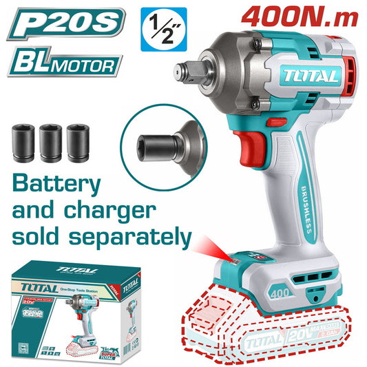 Total 20v P20s Lithium-ion 400n.m Impact Wrench Solo Tiwli20401