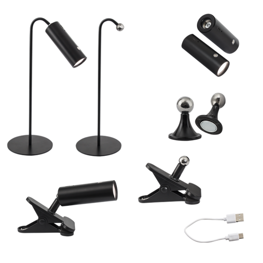 TL003 Bright Star BLACK RECHARGEABLE 3 IN 1 TABLE, CLIP&WALL 3W LED 4000K