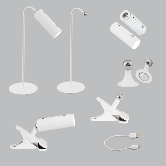 TL003 Bright Star WHITE RECHARGEABLE 3 IN 1 TABLE, CLIP&WALL 3W LED 4000K