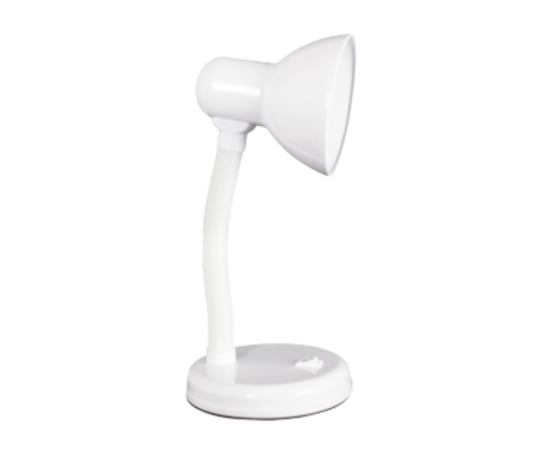 TL005 Bright Star WHITE METAL DESK LAMP 1X60W ES FLEXI ARM 220MM