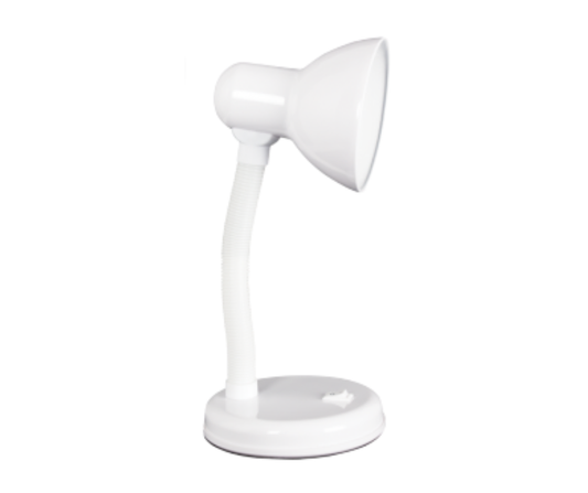 TL005 Bright Star WHITE METAL DESK LAMP 1X60W ES FLEXI ARM 220MM