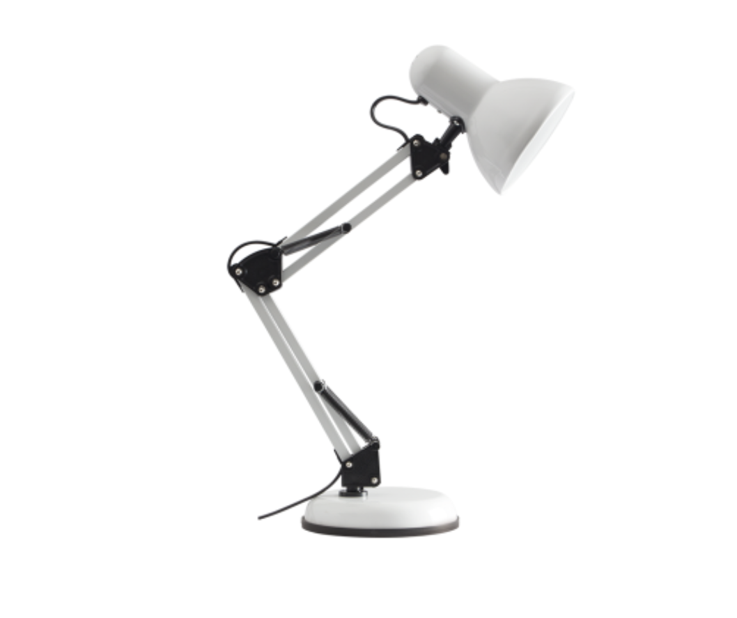 TL053 Bright Star WHITE PVC/METAL ADJ DESK LAMP 1X60W ES 640MM